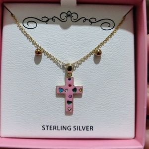 Sterling silver cross and earrings